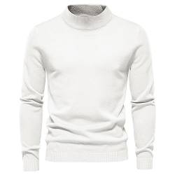Cooleep Pullover für Herren Solid Rollkragen Warmer Pullover Winter Basic Turtleneck Herren Weiß XL von Cooleep