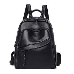 Coolives Damen Rucksack Tasche aus PU Leder Rucksackhandtasche Schulranzen Daypack Schulterrucksack Handtasche Kleine Reiserucksack für Frauen Damentasche Rucksacktasche Mode Backpack Bag Schwarz von Coolives