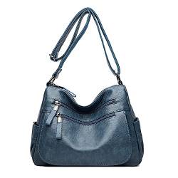 Coolives Damen Umhängetasche Handtasche aus PU-Leder Mode Tasche Schultertasche Leichte Taschen Schultergurttasche für Frauen Mutter Elegante Damentasche Damenhandtasche Blau EINWEG von Coolives