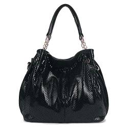 Kris Anna Damen Hobo Schultertasche aus PU-Leder mit Schulterriemen Shopper Tasche Umhängetasche Handtasche Ketten Henkel für Frauen Schwarz EINWEG von Coolives