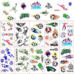 Fußball Tattoo 10 Blätter,Tattoo Kinder,Fußball Sticker Tattoo,Temporäre Tattoos für Jungen, Tattoo Kindergeburtstag Mitgebsel Fußball Party von Coolon