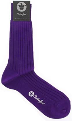 COOLORFOOL Socken aus 100 % hochwertiger Baumwolle, 25 leuchtende Farben, fein und weich, für Herren, Damen, Teenager, 35, 36, 37, 38, 39, 40, 41, 42, 43, 44, 45, 46, 48, violett, 35-37 von Coolorfool