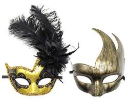 Coolwife Maske für Paare, Maskenball, Feder, Karneval, Venezianer, Cosplay, Kostüm, Party, Ball - - Einheitsgröße von Coolwife