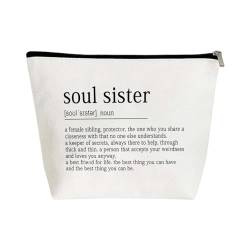 Soul Sister Geburtstagsgeschenk für Sie, Makeup Tasche Schwester Bestie Geschenk, Leinen Make up Tasche Kosmetiktasche Geschenke, Geburtstagsgeschenk für Frauen, Freunde, Schwester von Coonoor