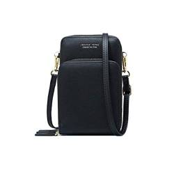 Coopay Damenhandtaschen Elegant,Umhängetasche Kunstleder, Damen Schultertasche,3 Reißverschluss Universal Praktisch Beutel,Phone Tasche mit Vielen Fächern Kartenfach,Geldbörse Portemonnaie, Schwarz von Coopay