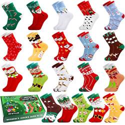 Cooraby Neuheit Damen Weihnachtssocken Urlaub Warme Weiche Baumwolle Socken Set für Weihnachten 20 Paar Rot und Grün L, rot / grün, L von Cooraby