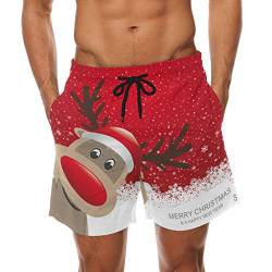 Herren Weihnachten Rentier Strand Boardshorts Quick Dry Swim S, mehrfarbig, L/XL von Coosun