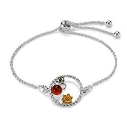 Copal Damen Armband Bernstein Sterling-Silber 925 natur bunt Blume Ökologische Verpackung Frauen Geschenk von Copal