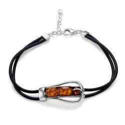 Copal Damen Armband Leder mit Silber 925 Bernstein Geschenkset Tasche Karte Etui Geschenk von Copal