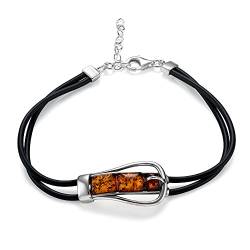 Copal Damen Bernstein Armband Silber 925 natur braun Gürtelschnalle Geschenkverpackung Geschenke für Mama von Copal