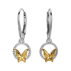 Damen Ohrringe aus baltischem Bernstein Silber 925 natur braun Rund Geschenkverpackung Geschenk für Freundin von Copal