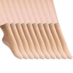 10 Paare Pop Socken für Frauen, Atmungsaktive knöchelhohe Nylon-Socken Dünne durchsichtige Pop-Socken Transparente, enge Socken Anti-Rutsch-Baumwollsocken (Baumwolle, Fleischfarbe) von Copbopwn