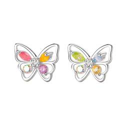 Schmetterling Ohrringe Ohrstecker 925 Sterling Silber Piercing-Ohrringe Cubic Zriconia Kristall Ohrringe Geschenk für Frauen Mädchen, Funkelnde hypoallergene Ohrstecker von Copbopwn