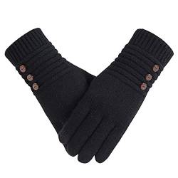 Handschuhe für Frauen kaltes Wetter, Winterhandschuhe Warm Wolle Strick mit Thermo Thinsulate gefüttert, Handschuhe mit Touchscreen Fingern, schwarz, Einheitsgröße von Copcape