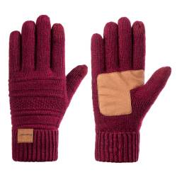 Winterhandschuhe Damen Kaltes Wetter, Handschuhe für Frauen Strickwolle Warm Thermo Thinsulate Gefüttert, Handschuhe mit Touchscreen Fingern, burgunderfarben, Einheitsgröße von Copcape