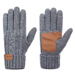 Winterhandschuhe Damen Kaltes Wetter, Handschuhe für Frauen Warm Wolle Strick mit Thermo Thinsulate Gefüttert, Touchscreen Handschuhe Anti-Rutsch, Weich Grau, Einheitsgröße von Copcape