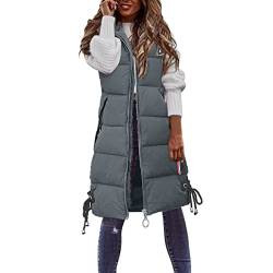 Copelsie Damen Puffer Weste Jacke Herbst Winter gefütterte Daunenweste Daunenjacke Winterjacke Wintermantel Lang Fleecejacke mit kapuze von Copelsie