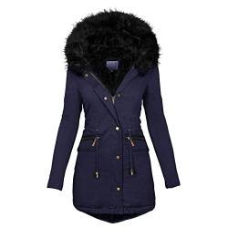 Copelsie Damen Wintermantal Lang mit Fell Wasserdicht Schwarz Sale Warm Winterparka Damenmantel Parka Mantel Damenjacke Fleecejacke Steppjacke Steppmantel Übergangsmantel Übergangsjacke Winterjacke von Copelsie