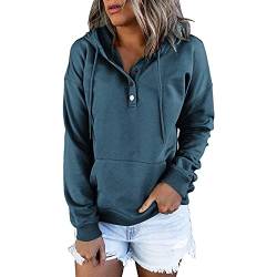 Copelsie Hoodie Damen Oversize, Übergangsjacke Mode Drucken Stoffjacke Outdoorjacke mit Einstellbarer Kordelzug Mäntel Leicht Parka Lang Sweatjacke Langarm Sweatshirt Outwear, L, Z10-marine von Copelsie