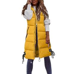 Copelsie Lang Jacke Weste Damen, Daunenweste mit Kapuze Winter Warm Longweste Lange Steppweste Leicht Winterjacke Winterweste Daunenmantel Daunenjacke Outdoor Puffer Jacke Mäntel von Copelsie