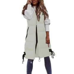 Copelsie Lang Jacke Weste Damen Daunenweste mit Kapuze Ärmellose Lange Steppweste Winter Warm Longweste Leicht Winterjacke Winterweste Daunenmantel Daunenjacke Outdoor Puffer Jacke Winterweste Mäntel von Copelsie