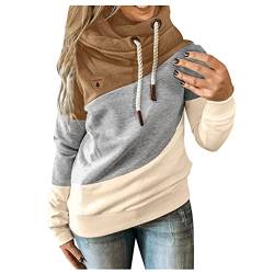 Copelsie Winterjacke Damen kurz, Hoodie Damen reißverschluss, Strickjacke Damen lang Damen Kapuzenpullover Kontrastfarbe Sweatjacke Langarm Freizeit Hoodie Oberteile mit Reißverschluss aus Baumwolle von Copelsie