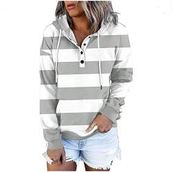 hoodie damen oversize, Damen Übergangsjacke Mode Drucken Stoffjacke Herbst Winter Outdoorjacke mit Einstellbarer Kordelzug Mäntel Leicht Parka Lang Sweatjacke Langarm Sweatshirt Winddicht Outwear von Copelsie