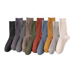 Damen Socken, 10 Paar Reine Multifarbe Baumwoll Sportsocken Bequeme Atmungsaktive Warme Damensocken für Winter und Sommer Größe 36-40 von Copiel