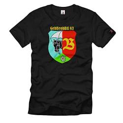 Artillerie Gebbeobbtl 83 Bundeswehr Bataillon Gebirgsjäger Wappen Beobachter - T Shirt #1543, Größe:L, Farbe:Schwarz von Copytec