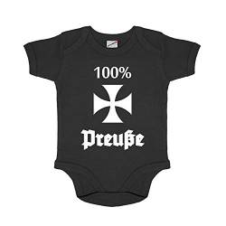 Baby Strampler 100% Preuße Preußisch Brandenburg Heimat #30653, Größe:3-6 Monate, Farbe:Schwarz von Copytec