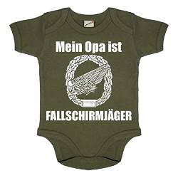 Baby Strampler Mein Opa ist Fallschirmjäger Boddy Airborne Babystrampler #18733, Größe:12-18 Monate, Farbe:Oliv von Copytec