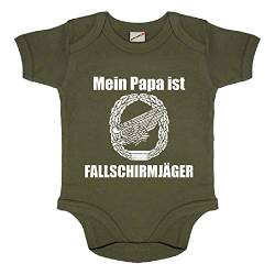 Baby Strampler Mein Papa ist Fallschirmjäger Adler - Babystrampler #18748, Größe:3-6 Monate, Farbe:Oliv von Copytec
