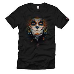 Calavera de Azúcar Mexiko La Catrina Ofrendas Totenreich T-Shirt #33687, Farbe:Schwarz, Größe:M von Copytec