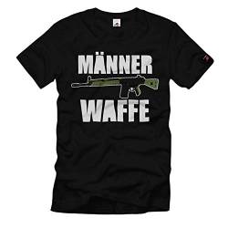 MÄNNER-Waffe G3 Gewehr Bundeswehr BW Schaft Schulterstütze Deko T-Shirt#33180, Größe:3XL, Farbe:Schwarz von Copytec
