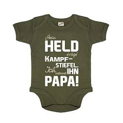 Mein Held der Papa Kampf Stiefel Neugeborenes Baby Body Strampler Oliv #27848, Größe:0-3 Monate, Farbe:Oliv von Copytec