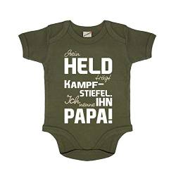 Mein Held der Papa Kampf Stiefel Neugeborenes Baby Body Strampler Oliv #27848, Größe:3-6 Monate, Farbe:Oliv von Copytec