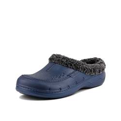 Coqui Herren Winter Clogs Hausschuhe Haus Pantoffeln Winter Gartenschuhe Gartenclogs Kunstfell-Futter Gefüttert Plüsch Herren Schlappen Wärme Pantoletten 9771 (Navy/Antracite, Numeric_45) von Coqui