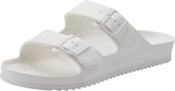 Coqui Kong Herren Badeschuhe Duschschuhe Sandalen Freizeitsandalen Hausschuhe Slipper Pantoletten Gummi antibakteriell rutschfest 8301 (White, Numeric_42) von Coqui