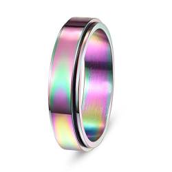 Corato Bunt Spinner Ring für Herren Edelstahl Klassisch Regenbogen Ring für Männer Verlobungsring Traursring Größe 57 (18.1) von Corato