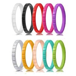 Corato Silikon Ehering für Männer und Frauen 3mm 10 Pack Gummibänder Ring für Sport und Outdoor Größe 52 von Corato