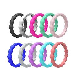 Corato Silikon Ehering für Männer und Frauen 3mm 10 Pack Gummibänder Ring für Sport und Outdoor Größe 52 von Corato