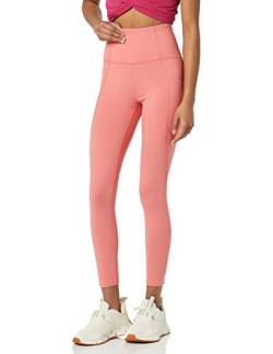 Core 10 Damen Bequeme Yoga-Leggings 7/8-Länge hohe Taille Seitentasche 61 cm, Rosé, L von Core 10