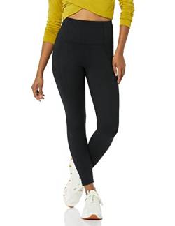 Core 10 Damen Bequeme Yoga-Leggings 7/8-Länge hohe Taille Seitentasche 61 cm, Schwarz, L von Core 10