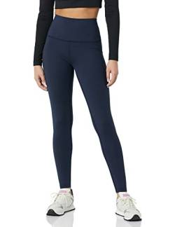 Core 10 Damen Bequeme Yoga-Leggings hohe Taille volle Länge 68,6 cm, Dunkles Marineblau/Schwarz, S von Core 10