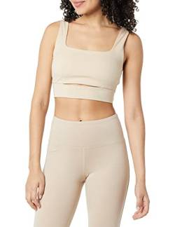 Core 10 Damen Second Skin Sport-BH eckiger Ausschnitt, Taupe, M von Core 10