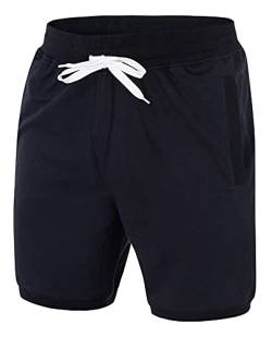 Core Department Kurze Hose Herren I Herren Shorts I Bermuda Shorts Herren mit Seitentaschen - Tunnelzug I Herren Shorts für Heim und Freizeit Schwarz Gr. M von Core Department