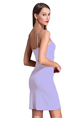 Coreal Voller Slip für Damen unter dem Kleid, verstellbarer Spaghetti-Träger, knielang, Slips, Unterwäsche, Nachtwäsche, Helles Violett, S von Coreal