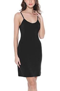 Coreal Voller Slip für Damen unter dem Kleid, verstellbarer Spaghetti-Träger, knielang, Slips, Unterwäsche, Nachtwäsche, Schwarz, XXL von Coreal