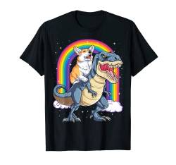 Corgi Riding Dinosaur T rex Gifts Boys Kids Rainbow Funny T-Shirt von Corgi DU Clothing