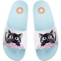 Corimori Badeschuhe für Erwachsene Katze Nero Schlappen (Packung) Badeschlappen, Rutschfeste Sohle, Damen, Herren, Slipper, Flip-Flops von Corimori